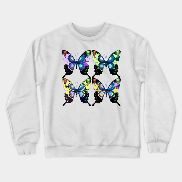 Exquisite Colorful Morpho Butterflies in Graphic Design Crewneck Sweatshirt by Nisuris Art